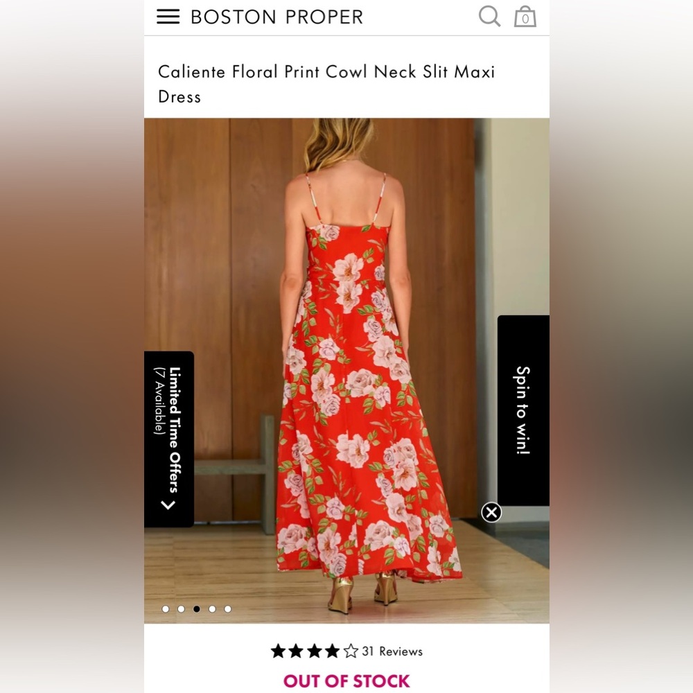 Boston Proper Red Floral Cowl-Neck Maxi Dress - Picture 2 of 6